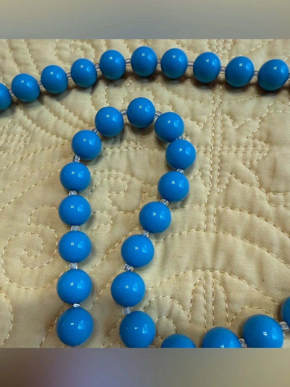 Talbots Blue Beaded Belt with Multicolor Polka Dot Silk Scarf